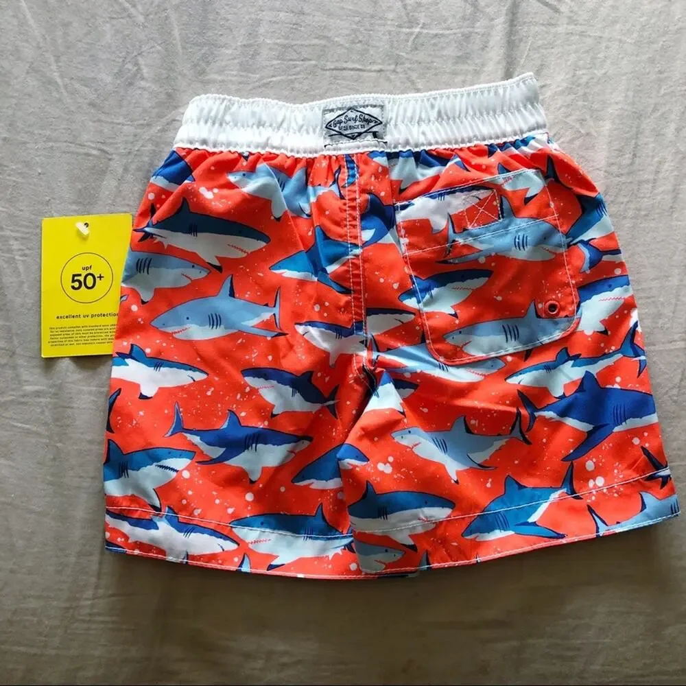 NWT Gap Orange Shark Print Swim Trunks 18-24 Months